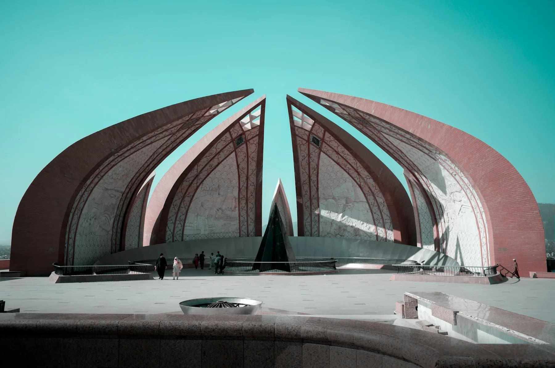 Pakistan Monument in Islamabad at dusk.